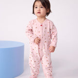 Petit Bateau Velour Front Snap Floral Print Footie ~ Pink Multi