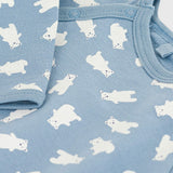 Petit Bateau Side Snap Bear Print Brushed Fleece Footie ~ Blue/White