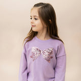 Petite Hailey Nyla Sequin Bow Sweatshirt & Star Patch Leggings Set ~ Purple