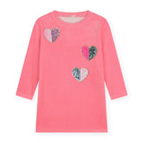 Billieblush l/s Velvet Dress w/ Sequin Hearts ~ Pink