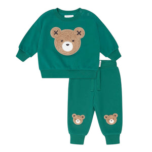 Huxbaby Furry Huxbear Sweatshirt & Sweatpants Set ~ Emerald