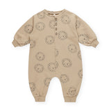 Quincy Mae Relaxed Fleece Romper ~ Lions/Latte