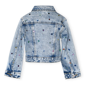 Baby Sara Acid Wash Rhinestone Denim Jacket ~ Blue