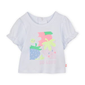 Billieblush Baby s/s Graphic T-shirt & Ruffle Hem Shorts Set ~ White/Bleach
