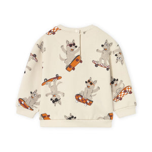 Mayoral Baby Boy Skater Dog Printed Sweatshirt ~ Mushroom/Orange