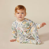 Petit Bateau Velour Front Snap Floral Footie ~ White Multi