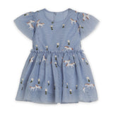 Stella McCartney Baby Girl s/s Tulle Dress w/ Horses & Flowers Embroidery ~ Blue