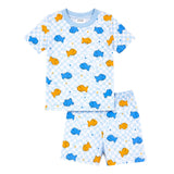 Esme s/s Top & Shorts Pj Set ~ Goldfish Blue
