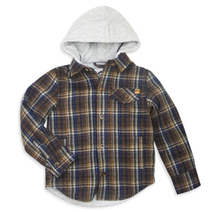 Appaman Boys Glen Hooded Flannel Shirt ~ Earth Plaid