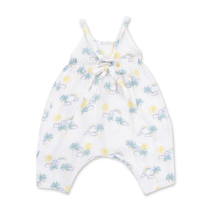 Angel Dear Muslin Tie Back Romper ~ Palm Trees & Rainbows