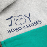 Bobo Choses Smiling Zip Hoodie ~ Heather Grey/Green