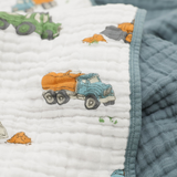 Little Unicorn Cotton Muslin Quilt ~ Work Trucks