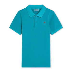 Scotch & Soda Boys Garment-Dyed Pique Polo ~ Tahitian Teal