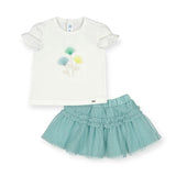 Mayoral Baby Girl Embellished Top & Tulle Skirt Set ~ White/Anise