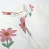 Oh Baby! Picking Daisies Print Zip Footie ~ Cream