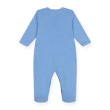 Petit Bateau Front Snap Striped Footie ~ Blue/White