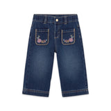 Mayoral Baby Girl Floral Print Sweatshirt & Embroidered Jeans Set ~ Soy/Dark Wash