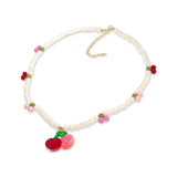Lilies & Roses Pink & Red Pearlized Cherry Necklace