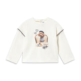 Mayoral Baby Girl Parisian Poodle l/s T-Shirt & Ribbed Velour Pants Set ~ Natural/Navy
