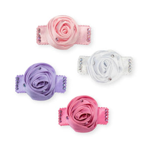 Bari Lynn Satin Rose Hair Clip w/ Crystals