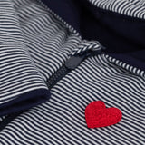 Petit Bateau Striped Padded Hooded Bunting ~ Navy/White