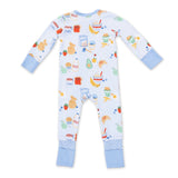 Angel Dear 2 Way Zipper Convertible Romper ~ Breakfast Club Blue