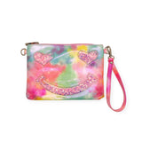 Bari Lynn Confetti Smile Wristlet/Crossbody Bag ~ Pink Tie Dye
