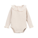 Play Up Baby Ruffle Collar Ribbed Onesie & Leopard Print Frilled Twill Overalls Set ~ Natural/Pink