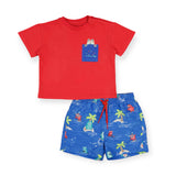 Mayoral Baby Boy T-Shirt & Swim Trunks Set ~ Red/Indigo
