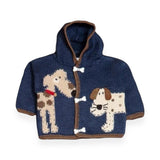 Artwalk Knit Cardigan w/ Hood ~ Woof Woof/Navy