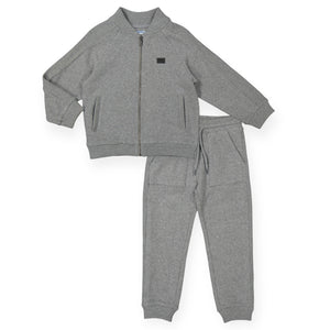 Mayoral Boys Knit Zip Cardigan & Jogger Set~ Heathered Lead