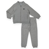 Mayoral Boys Knit Zip Cardigan & Jogger Set~ Heathered Lead