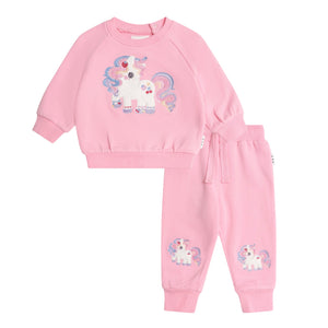Huxbaby Tutti Frutti Unicorn Sweatshirt & Sweatpants Set ~ Strawberry