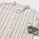 Mayoral Baby Boy Striped Mao Collar l/s Linen Shirt ~ Peach