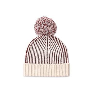 Quincy Mae Chunky Knit Beanie ~ Black Cherry Stripe