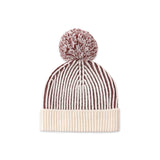 Quincy Mae Chunky Knit Beanie ~ Black Cherry Stripe