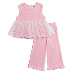 Petite Hailey Elise Pleated Top & Pants Set ~ Pink
