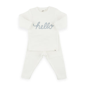 Oh Baby! "Hello" Yarn 2pc Set ~ Cream/Fog