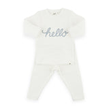 Oh Baby! "Hello" Yarn 2pc Set ~ Cream/Fog