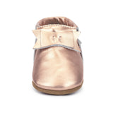 Zutano Leather Bow Moccasins ~ Rose Gold