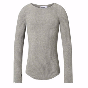 Molo Rochelle Ribbed l/s Top 7-12 ~ Grey Melange