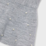 Mayoral Girls Knit Sweater & Skirt Set w/ Pearls 7-12 ~ Mixed Grey