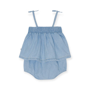 Molo Baby Flora Bubble Onesie ~ Summer Wash Indigo