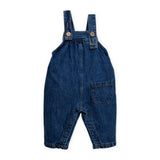 Play Up Baby Ribbed Ruffle Collar l/s Onesie & Denim Overalls Set ~ Rose Leopard