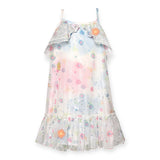 Baby Sara Ruffle Butterfly Embroidered Dress ~ White/Multi