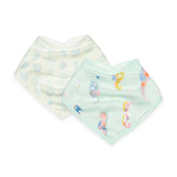 Loulou Lollipop Muslin Bandana Bib Set ~ Painterly Seahorse