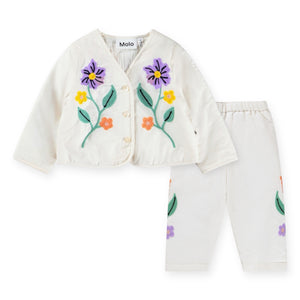 Molo Baby Happy Embroidered Jacket & Soul Pants Set ~ Meadow Flowers