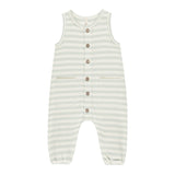 Quincy Mae Baby Boy Waffle Romper ~ Mint Stripe