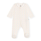 Petit Bateau Front Zip Multicolor Heart Print Footie ~ White Multi