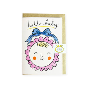 Kitty Kenda Papergoods Hello Baby in Bonnet New Baby Card